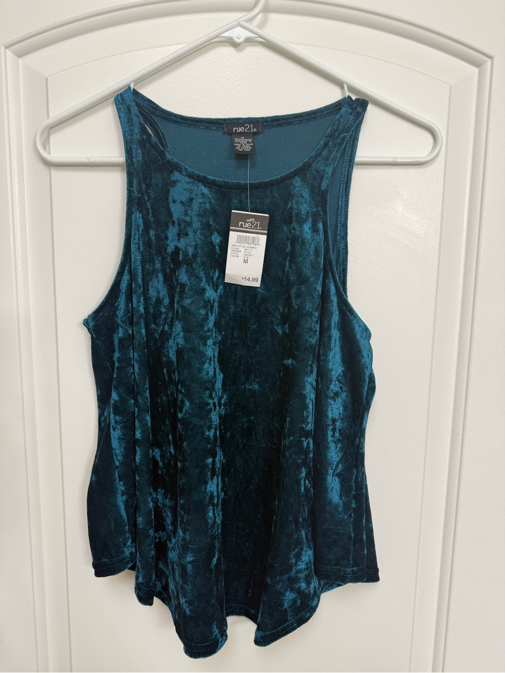 rue21 Teal Crushed Velvet Tank